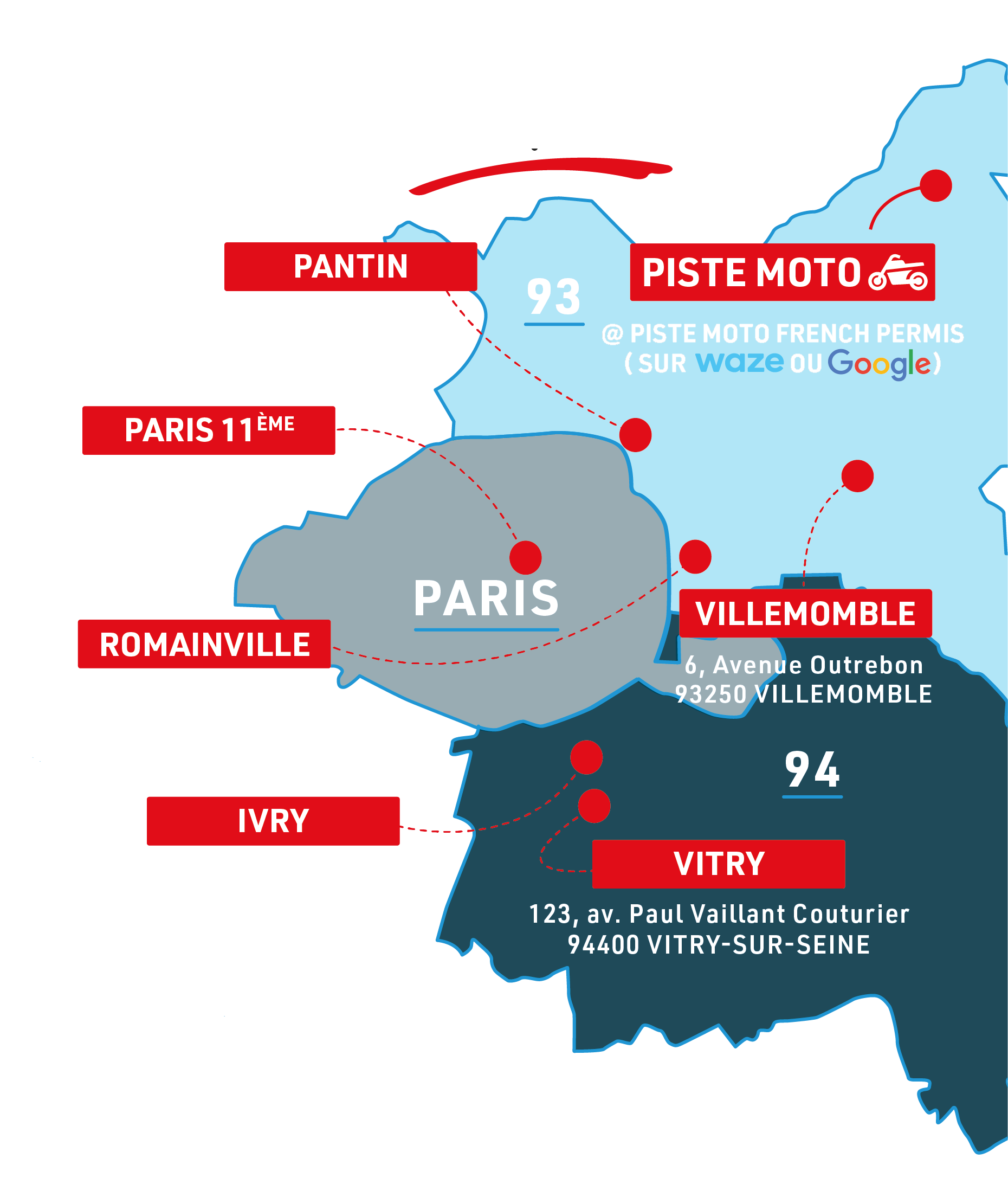Auto-école French Permis - carte 6 agences